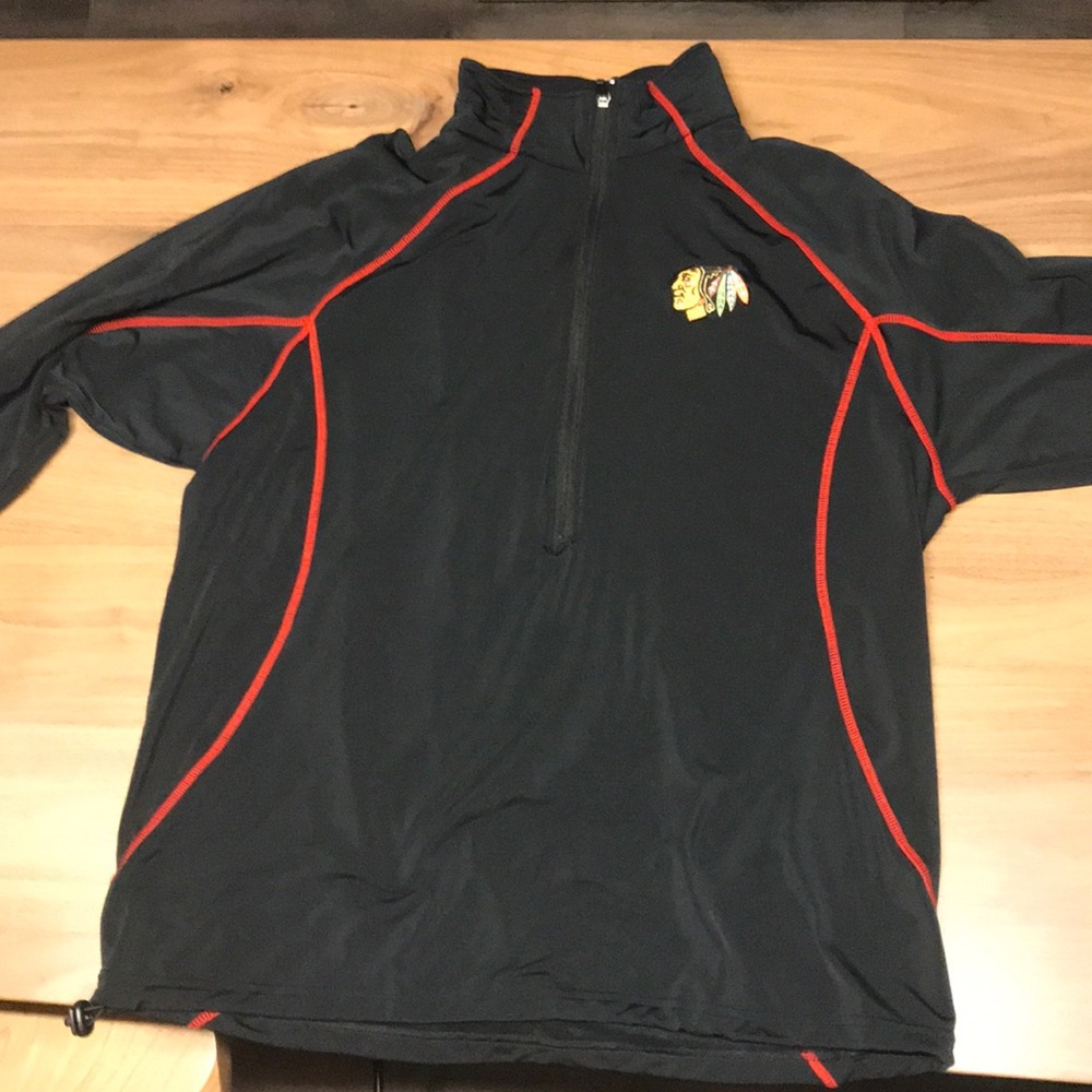 Blackhawks quarter zip black synthetic